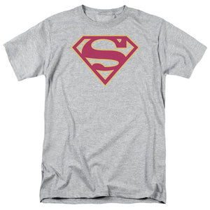 Superman Red & Gold Shield Mens T Shirt Athletic Heather