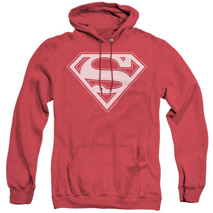 Superman Red & Gold Shield Mens Heather Hoodie Red