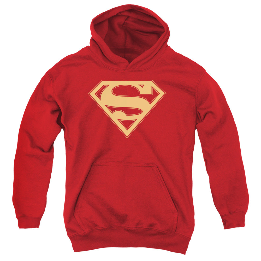 Superman Red & Gold Shield Kids Youth Hoodie Red