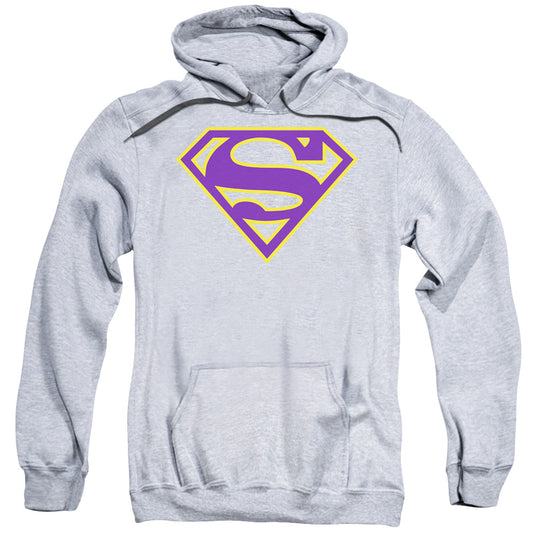 Superman Purple &Amp; Gold Shield Mens Hoodie Athletic Heather