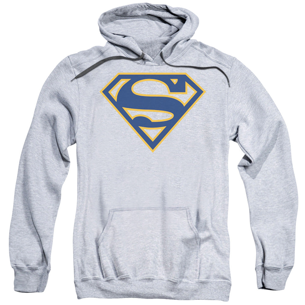 Superman Navy &Amp; Orange Shield Mens Hoodie Athletic Heather