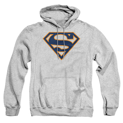 Superman Navy &Amp; Orange Shield Mens Hoodie Athletic Heather