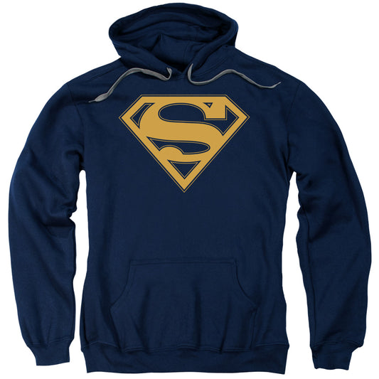 Superman Navy &Amp; Orange Shield Mens Hoodie Navy