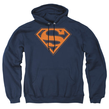 Superman Navy &Amp; Orange Shield Mens Hoodie Navy