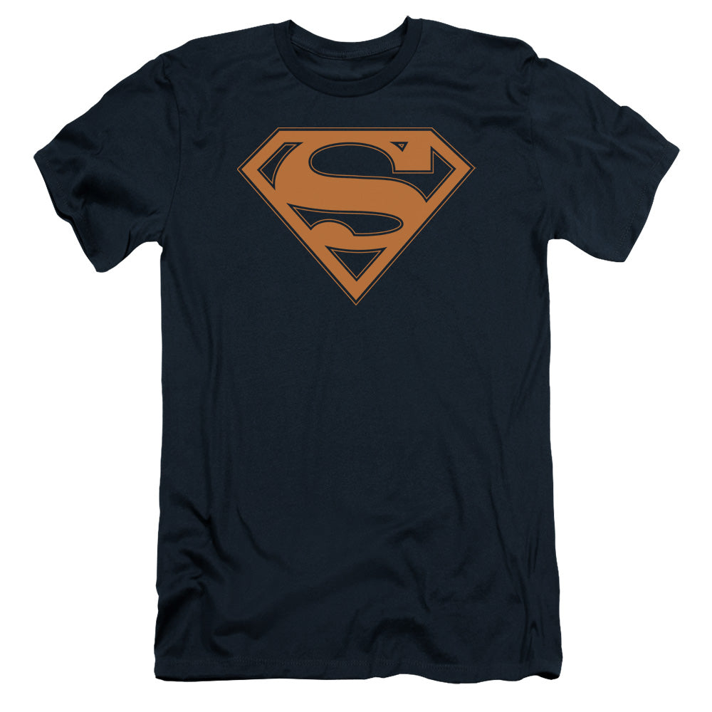 Superman Navy & Orange Shield Slim Fit Mens T Shirt Navy