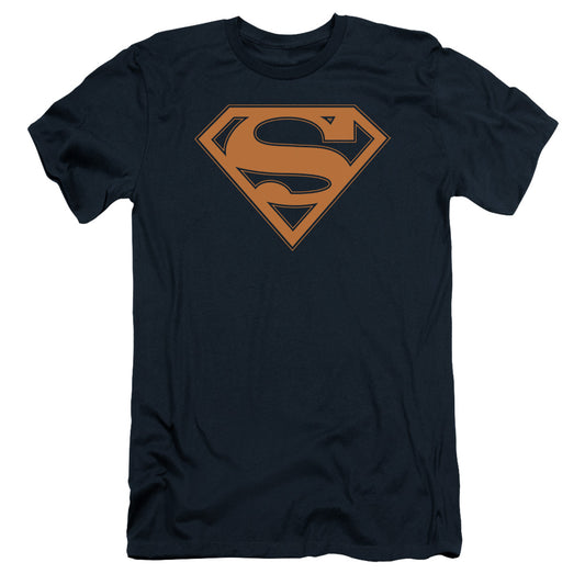 Superman Navy & Orange Shield Slim Fit Mens T Shirt Navy