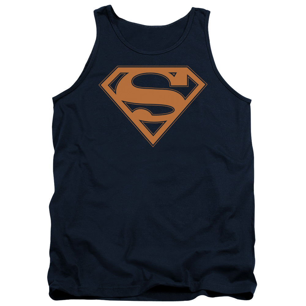 Superman Navy & Orange Shield Mens Tank Top Shirt Navy