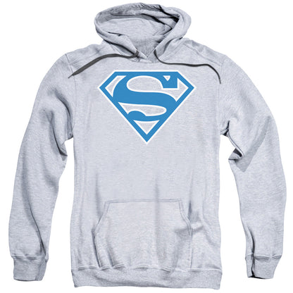 Superman Blue &Amp; White Shield Mens Hoodie Athletic Heather