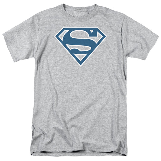 Superman Blue & White Shield Mens T Shirt Athletic Heather