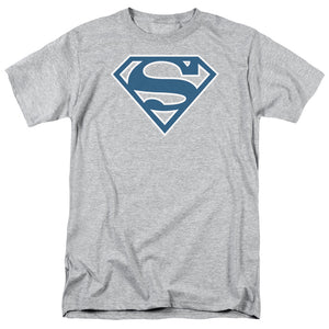 Superman Blue & White Shield Mens T Shirt Athletic Heather