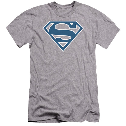 Superman Blue & White Shield Premium Bella Canvas Slim Fit Mens T Shirt Athletic Heather