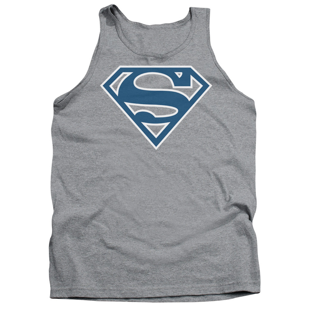 Superman Blue & White Shield Mens Tank Top Shirt Athletic Heather