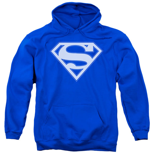 Superman Blue &Amp; White Shield Mens Hoodie Royal Blue