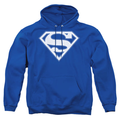 Superman Blue &Amp; White Shield Mens Hoodie Royal Blue