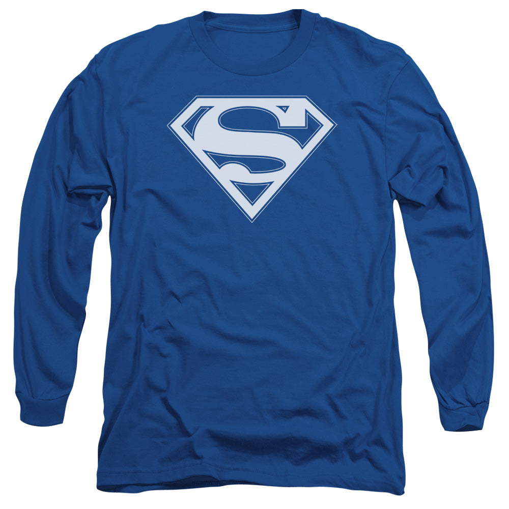 Superman Blue & White Shield Mens Long Sleeve Shirt Royal Blue