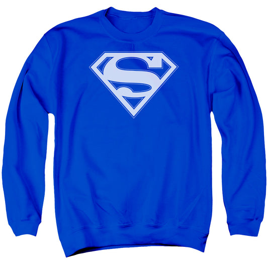 Superman Blue &Amp; White Shield Mens Crewneck Sweatshirt Royal Blue