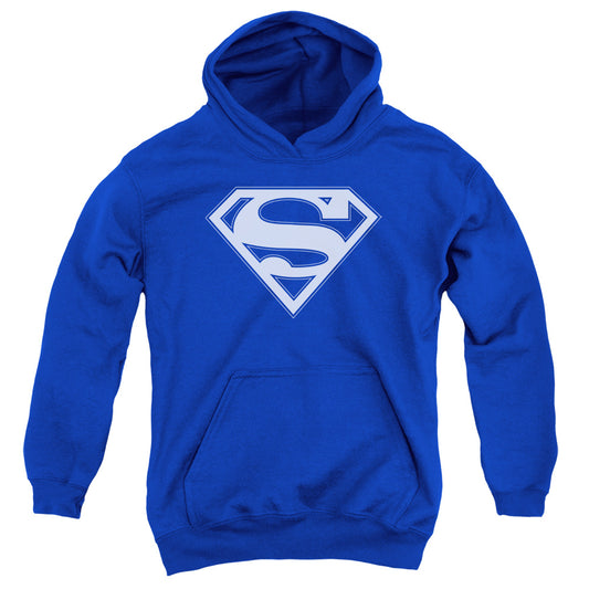 Superman Blue & White Shield Kids Youth Hoodie Royal Blue