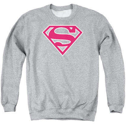 Superman Red &Amp; White Shield Mens Crewneck Sweatshirt Athletic Heather