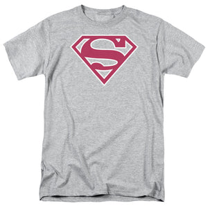 Superman Red & White Shield Mens T Shirt Athletic Heather