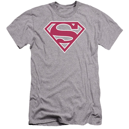 Superman Red & White Shield Premium Bella Canvas Slim Fit Mens T Shirt Athletic Heather