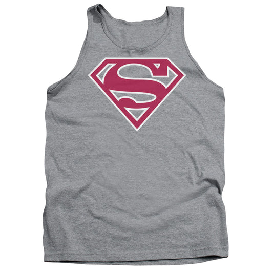 Superman Red & White Shield Mens Tank Top Shirt Athletic Heather