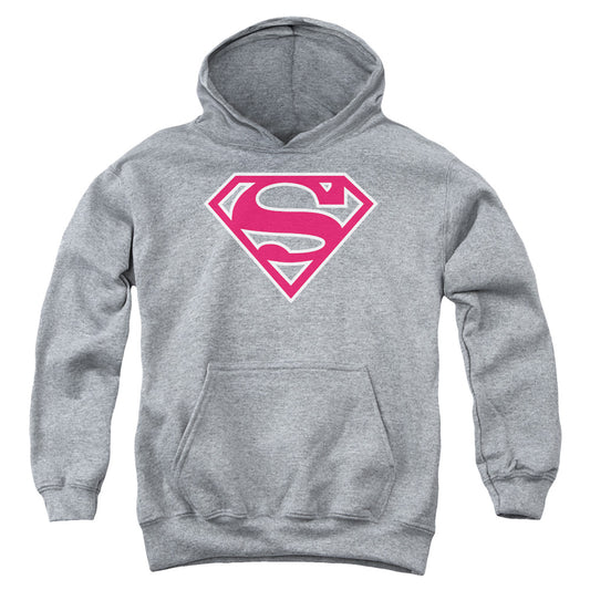 Superman Red & White Shield Kids Youth Hoodie Athletic Heather