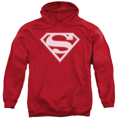 Superman Red &Amp; White Shield Mens Hoodie Red