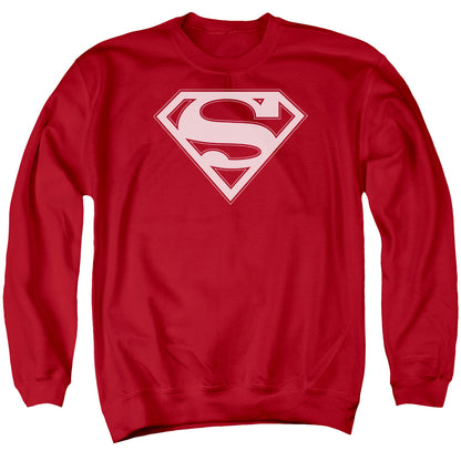 Superman Red &Amp; White Shield Mens Crewneck Sweatshirt Red