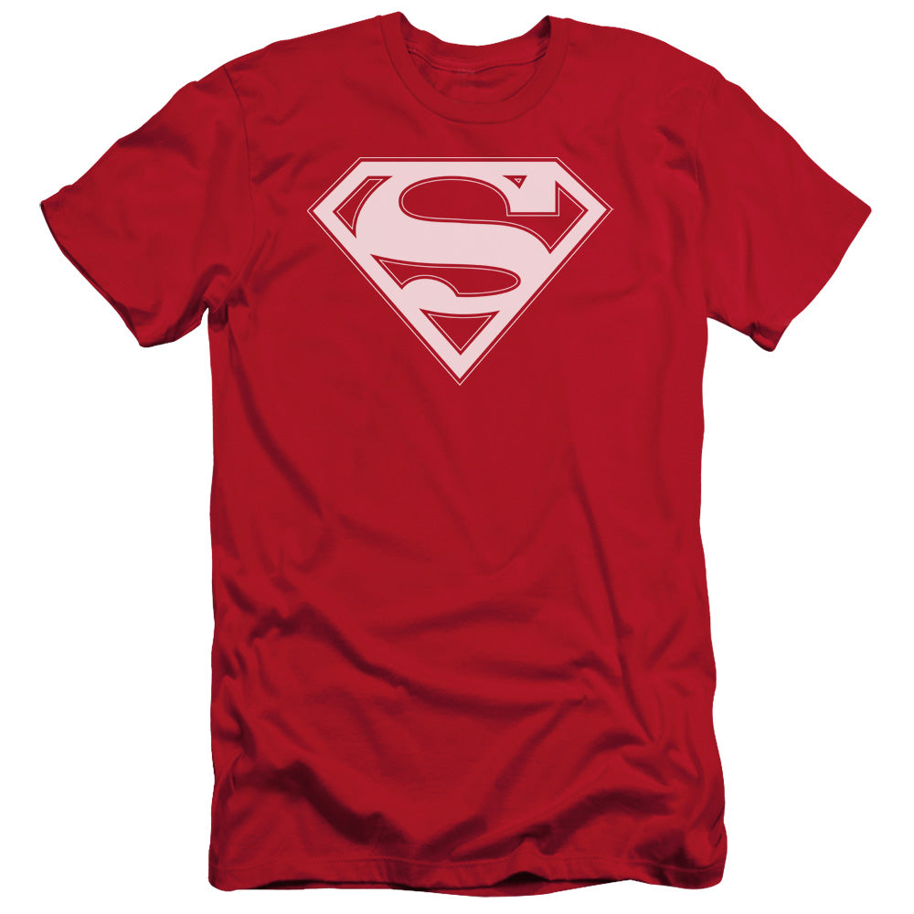 Superman Red & White Shield Slim Fit Mens T Shirt Red