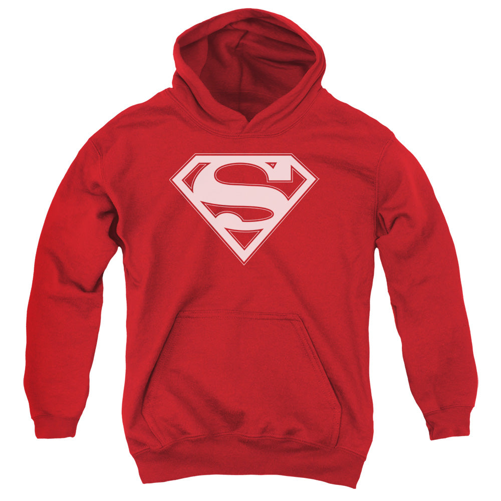 Superman Red & White Shield Kids Youth Hoodie Red