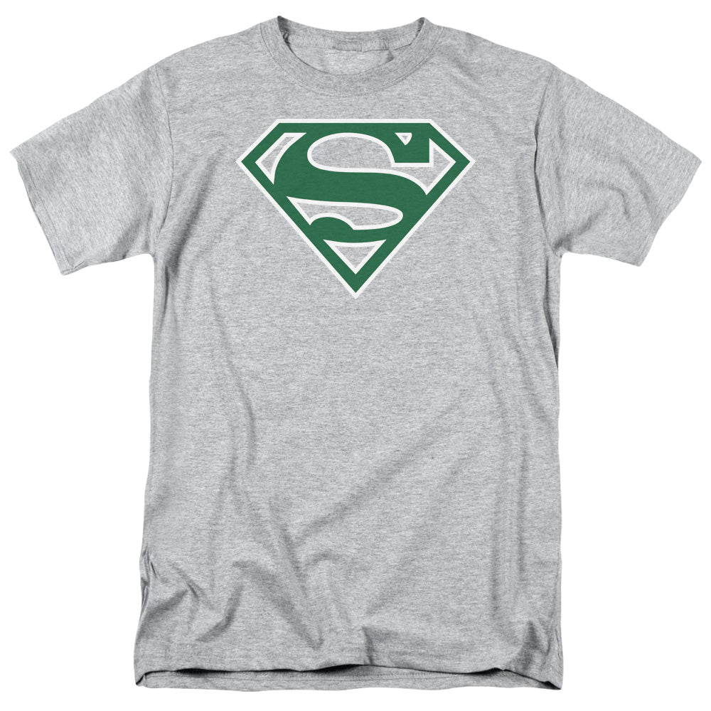 Superman Green & White Shield Mens T Shirt Athletic Heather