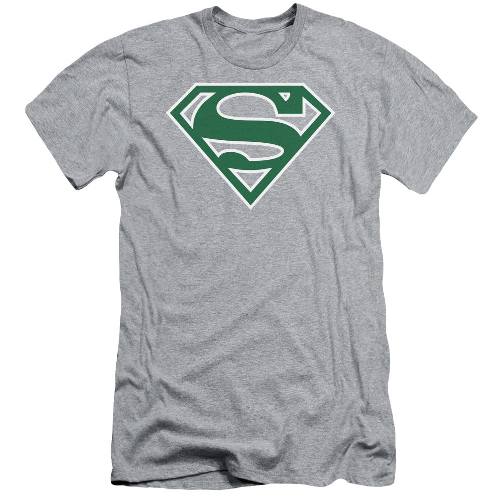 Superman Green & White Shield Slim Fit Mens T Shirt Athletic Heather