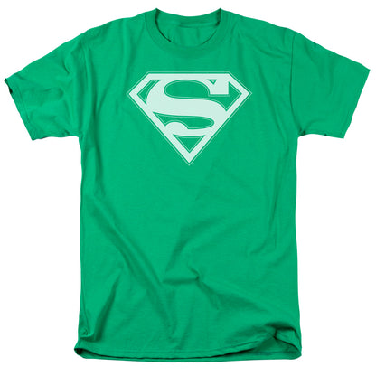 Superman Green & White Shield Mens T Shirt Kelly Green