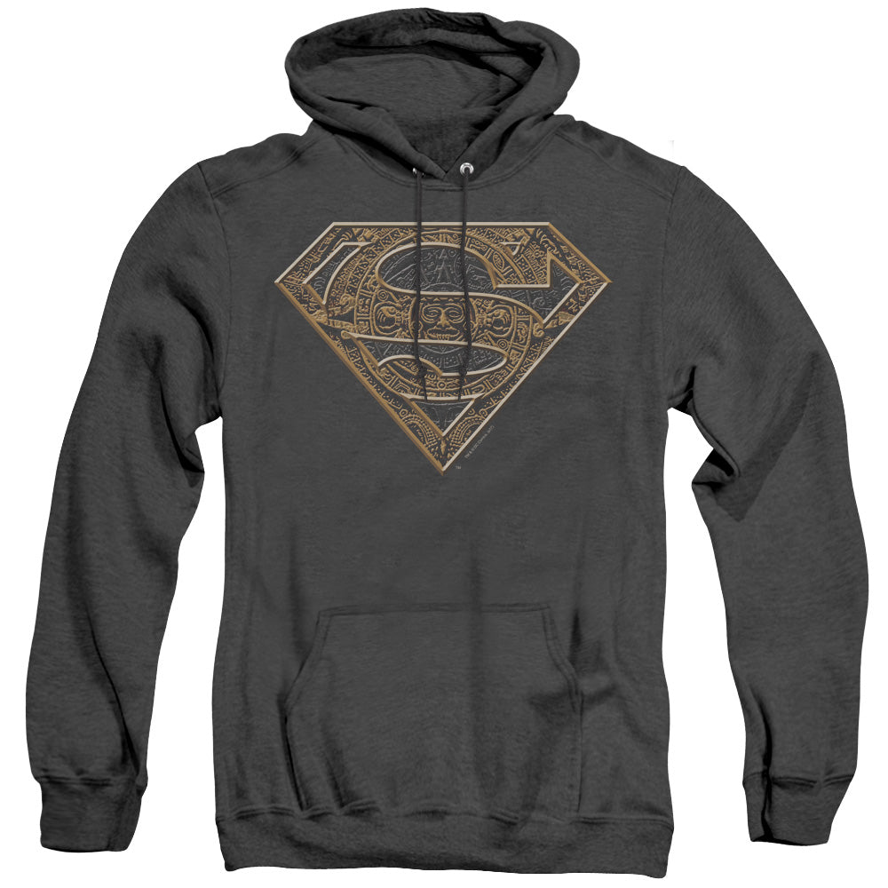 Superman Aztec Shield Mens Heather Hoodie Black