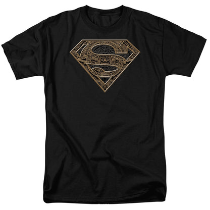 Superman Aztec Shield Mens T Shirt Black