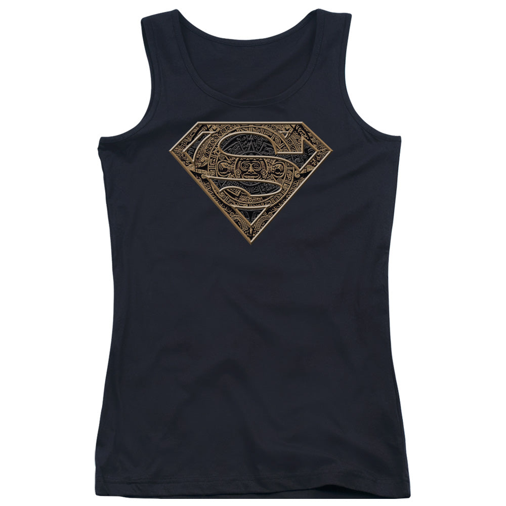 Superman Aztec Shield Womens Tank Top Shirt Black