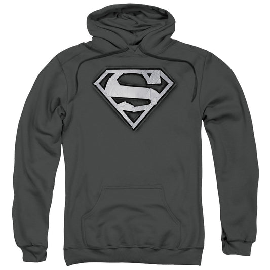 Superman Duct Tape Shield Mens Hoodie Charcoal