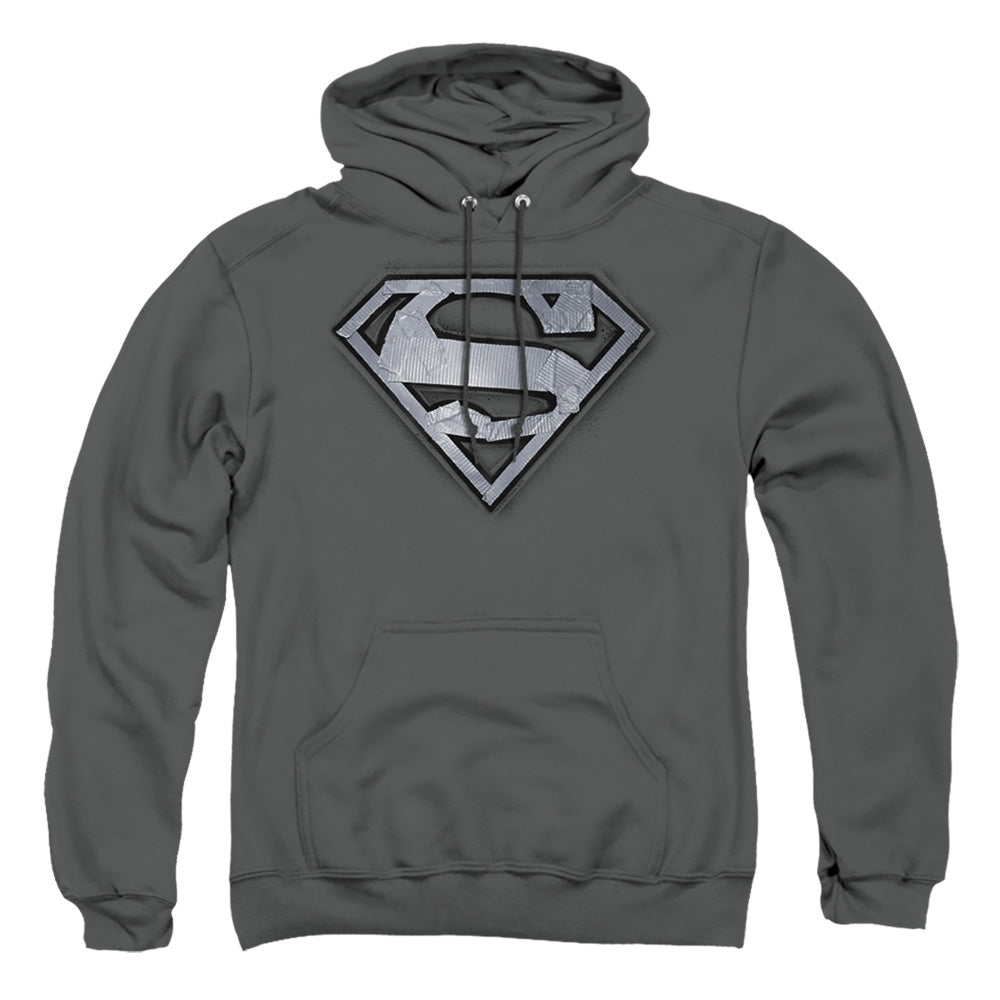 Superman Duct Tape Shield Mens Hoodie Charcoal