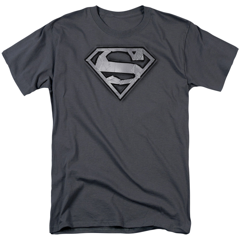 Superman Duct Tape Shield Mens T Shirt Charcoal