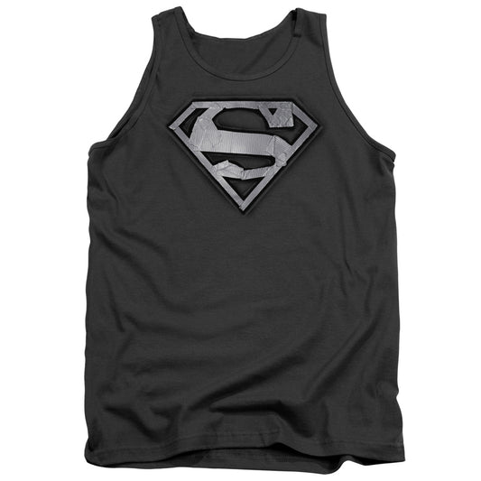 Superman Duct Tape Shield Mens Tank Top Shirt Charcoal