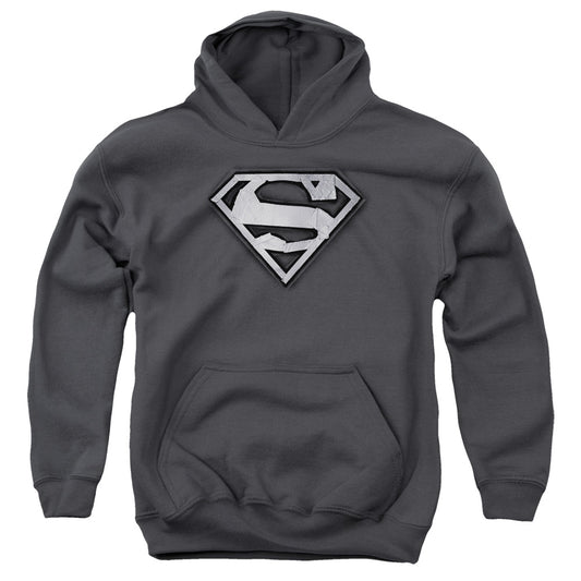 Superman Duct Tape Shield Kids Youth Hoodie Charcoal