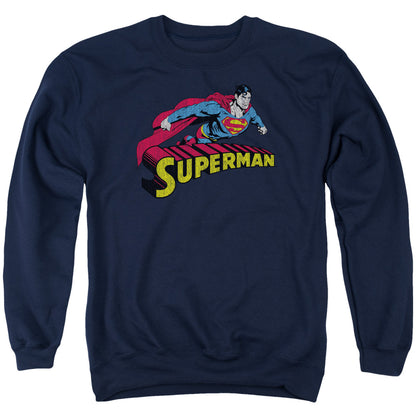 Superman Flying Over Mens Crewneck Sweatshirt Navy