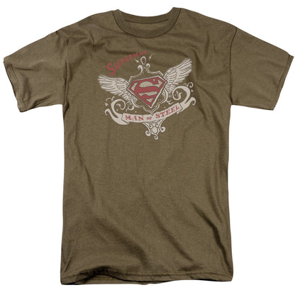 Superman Victorian Wings Supes Mens T Shirt Safari Green