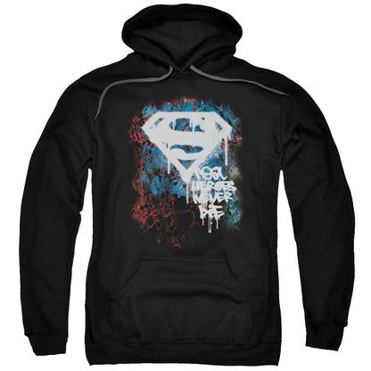 Superman Real Heroes Never Die Mens Hoodie Black