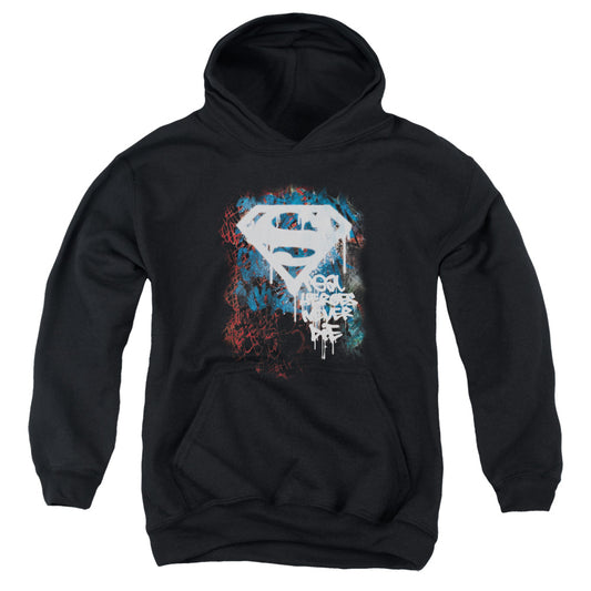 Superman Real Heroes Never Die Kids Youth Hoodie Black