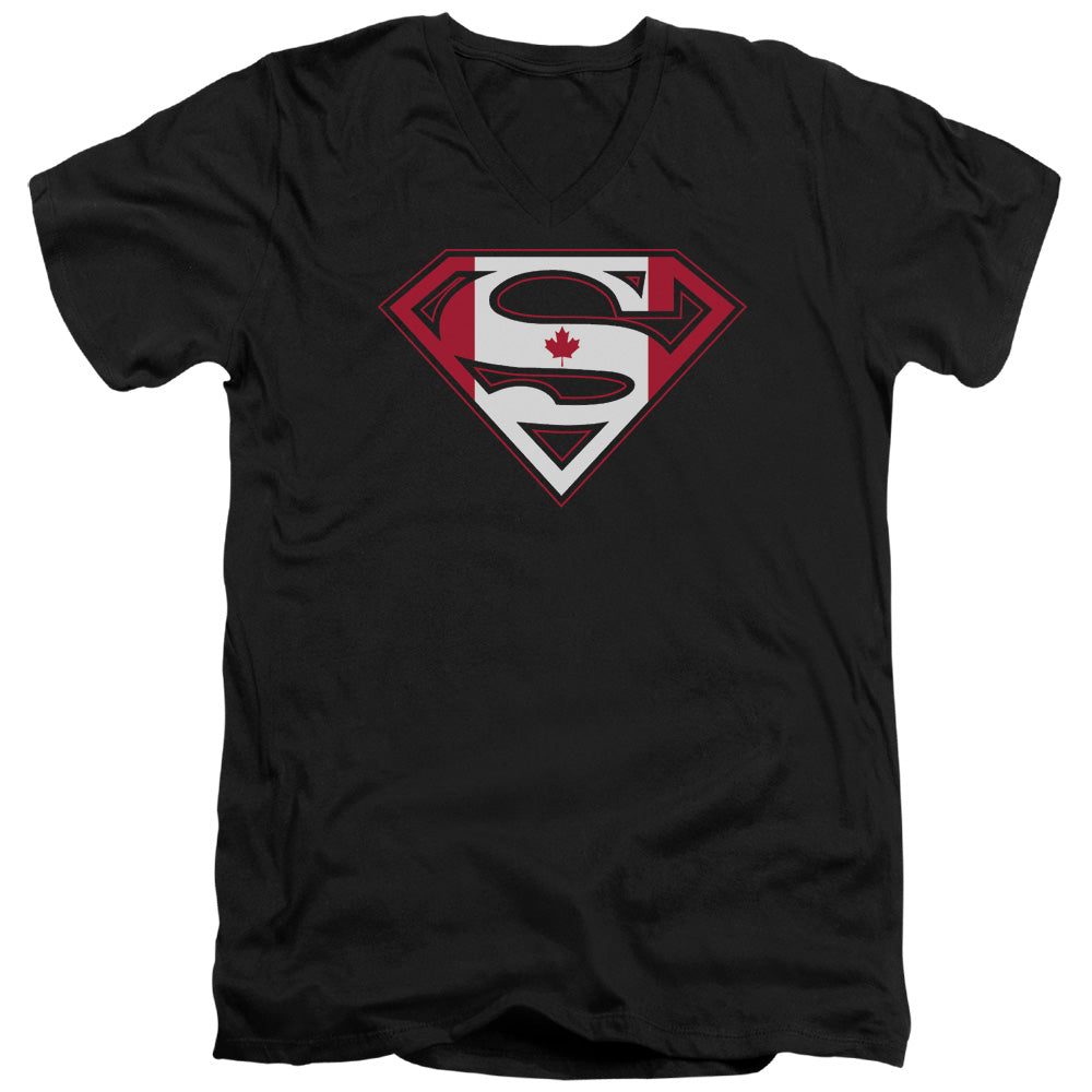 Superman Canadian Shield S S Adult V Neck Black