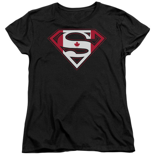 Superman Canadian Shield Womens T Shirt Black