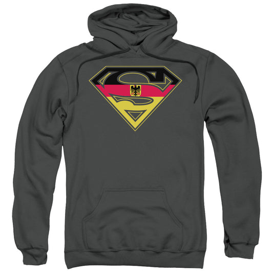 Superman German Shield Mens Hoodie Charcoal