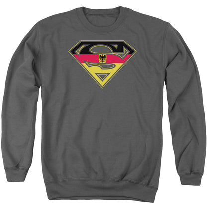 Superman German Shield Mens Crewneck Sweatshirt Charcoal