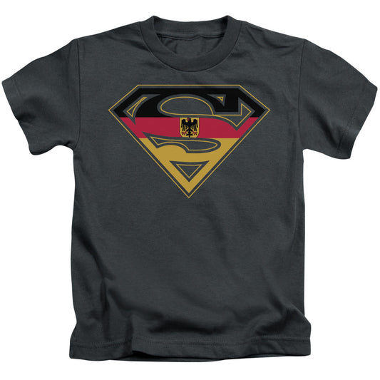 Superman German Shield Juvenile Kids Youth T Shirt Charcoal